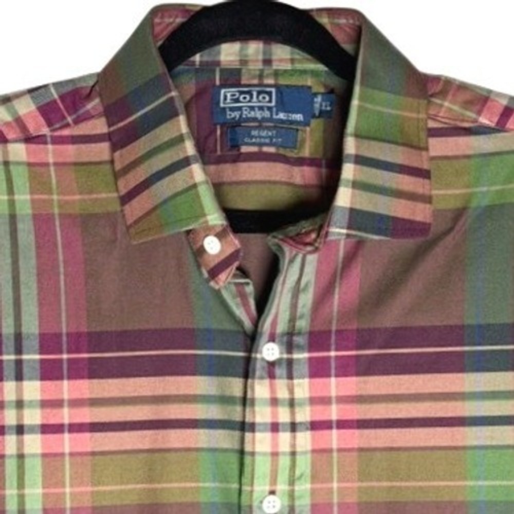 Polo Ralph Lauren Button Down Men XL Multicolor Plaid Regent Classic Fit Shirt